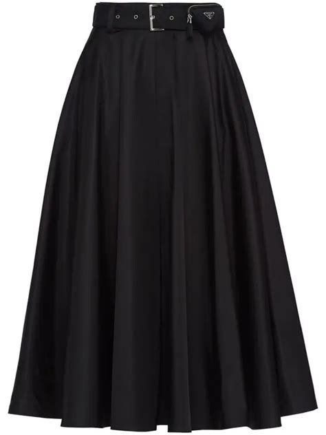 prada quilted skirt|Prada pleated midi skirt.